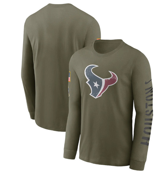 Men's Houston Texans 2022 Olive Salute to Service Long Sleeve T-Shirt